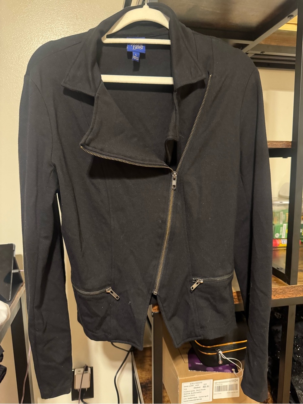 Disney Black Asymmetrical Zip Bomber Jacket